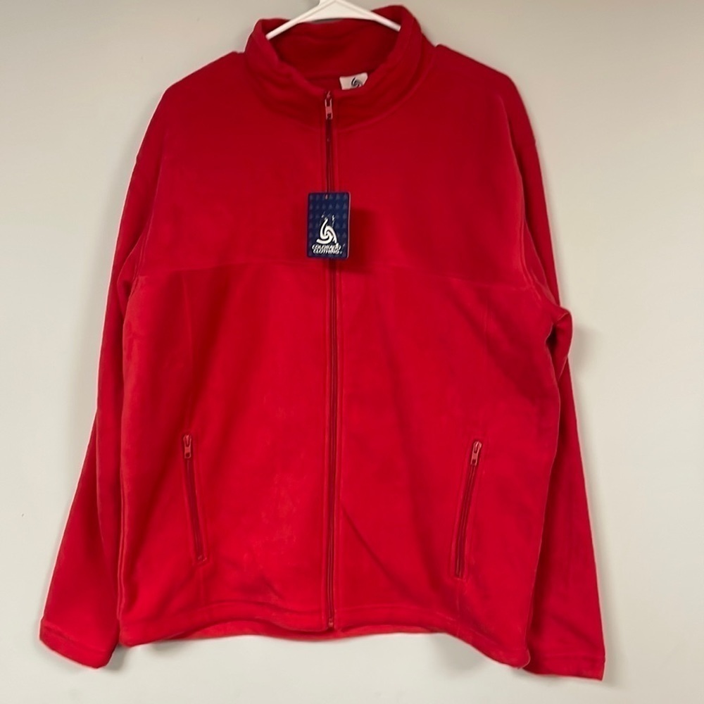 Colorado Clothing RED Zip front Fleece Sweatshirt , Large NWT, zip pockets
